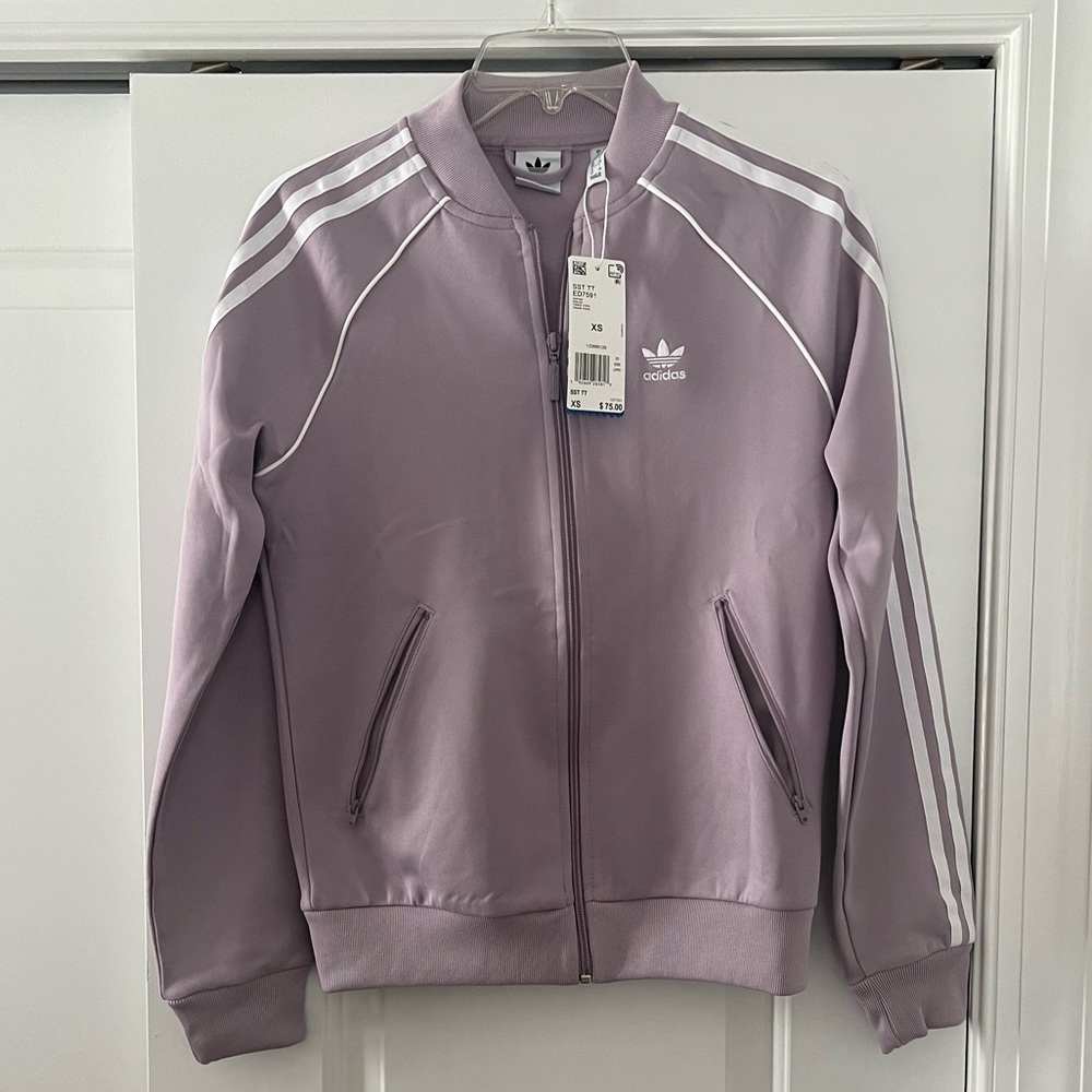 Adidas womens trefoil adicolor track jacket lilac light purple extra small xs